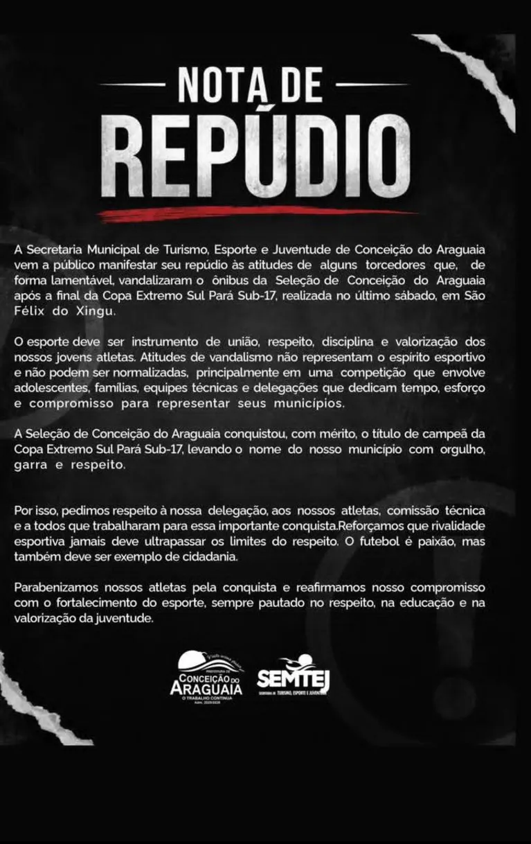 Nota emitida a respeito da confusão