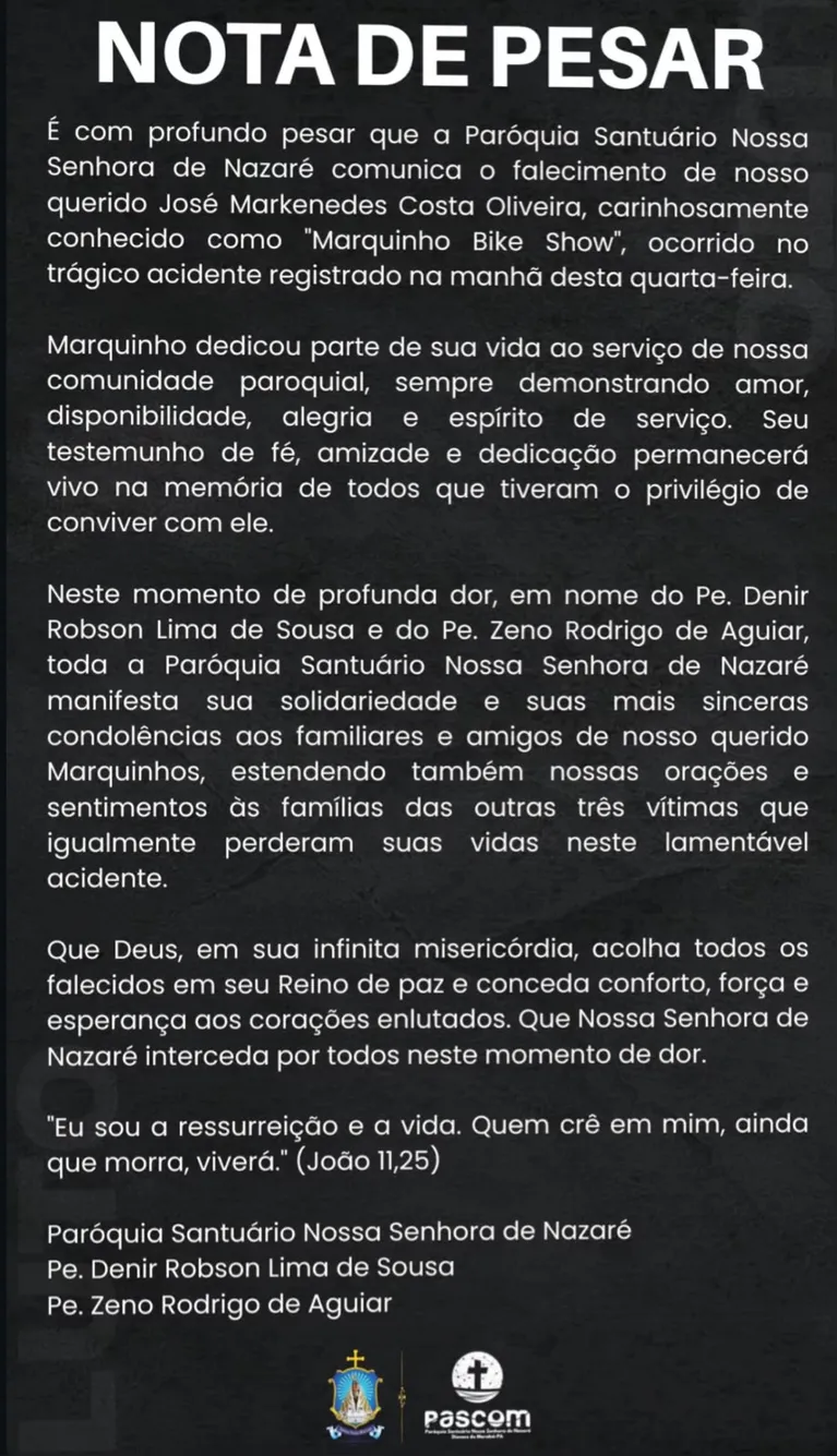 Santuário de Nossa Senhora de Nazaré em Marabá também presta solidariedade