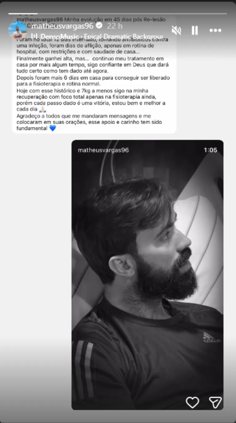 Print da postagem de Matheus Vargas no Instagram,