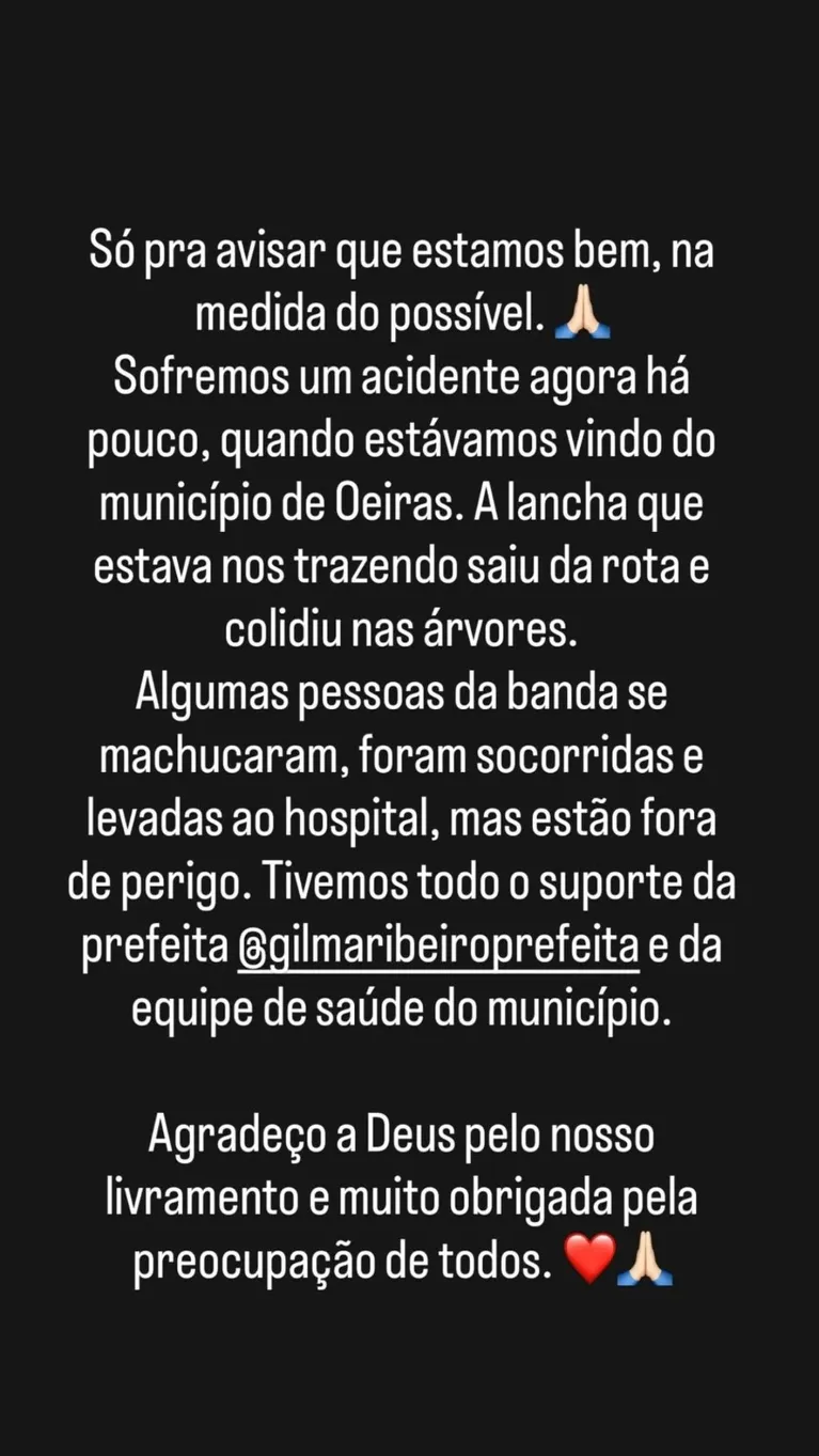 Viviane Batidão acusa piloto de embriaguez após acidente de lancha no Pará