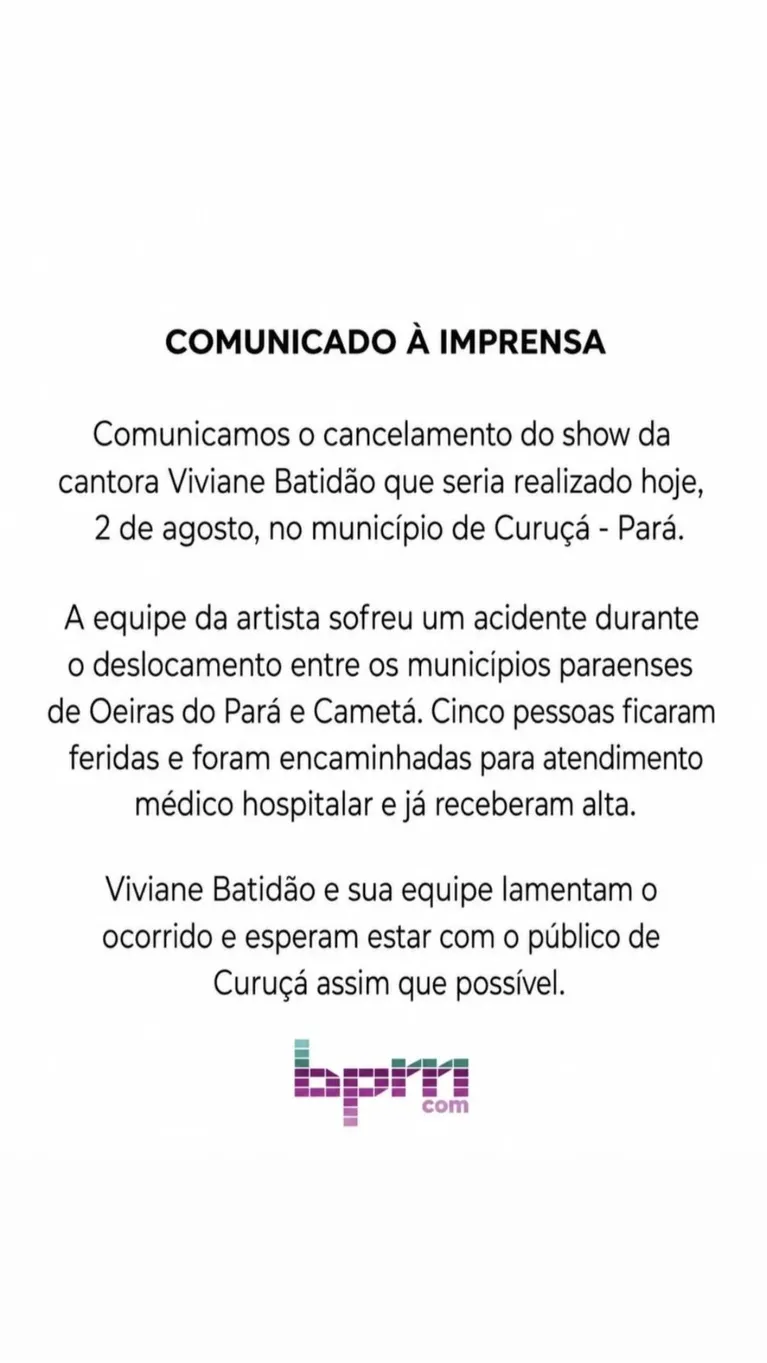 Viviane Batidão acusa piloto de embriaguez após acidente de lancha no Pará