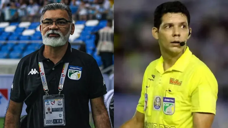 Árbitro Olivaldo José Alves Moraes e Fernando José de Castro Rodrigues, ex-presidente da Comissão de Arbitragem da Federação Paraense de Futebol (FPF)