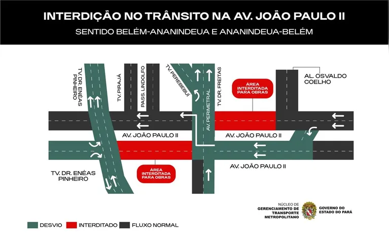 Avenida João Paulo II tem desvio a partir de hoje (11/08); veja como fica
