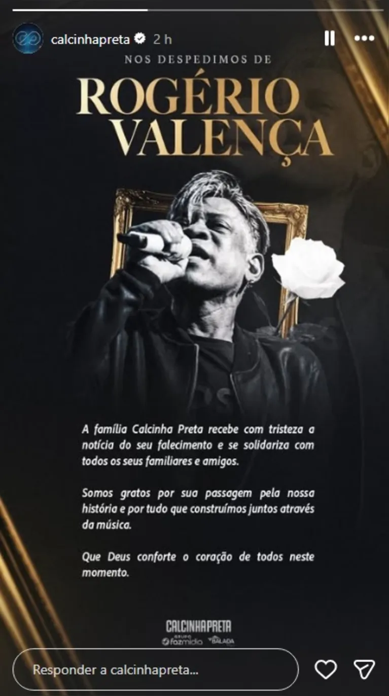 Ex-cantor da Calcinha Preta, Rogério Valença, morre aos 55 anos