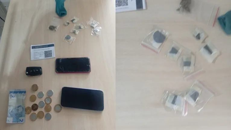 Durante a abordagem inicial, os militares encontraram uma porção de substância análoga à maconha com o condutor.