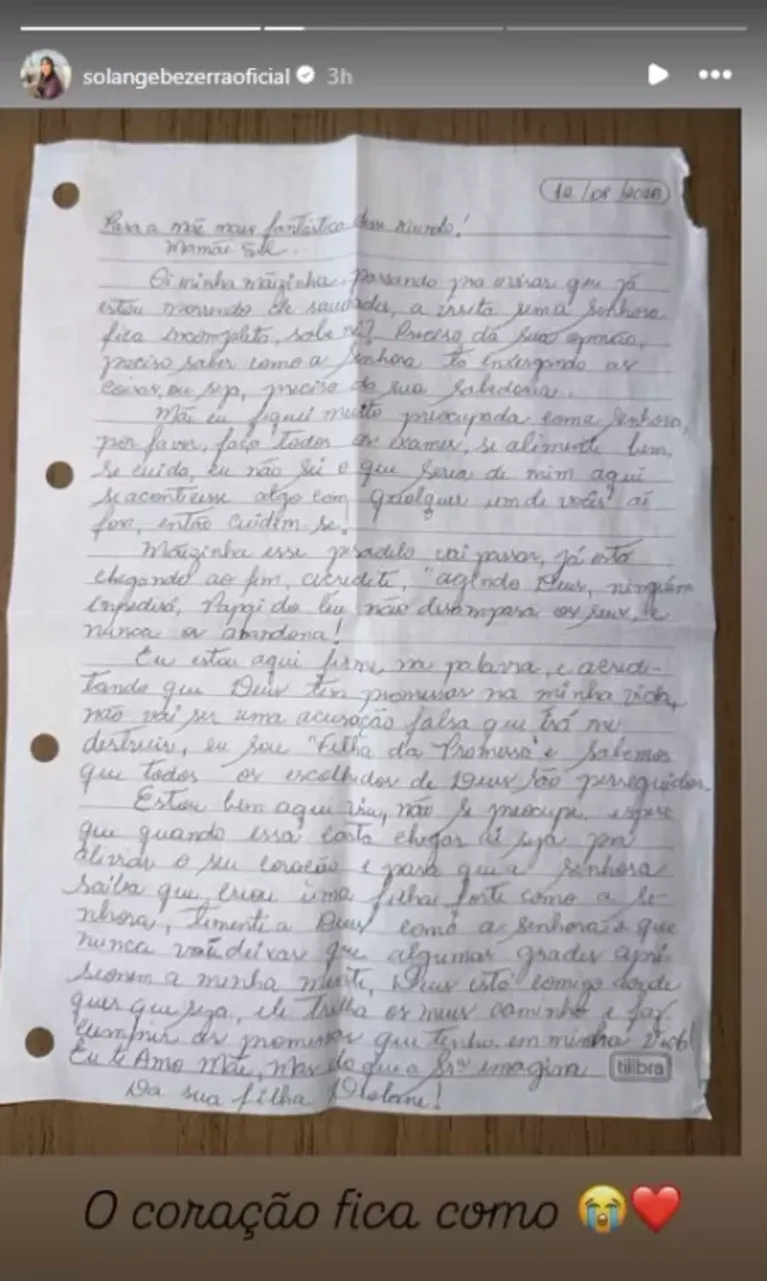Mãe de Deolane divulga carta escrita pela filha na prisão: "Pesadelo chegando ao fim"