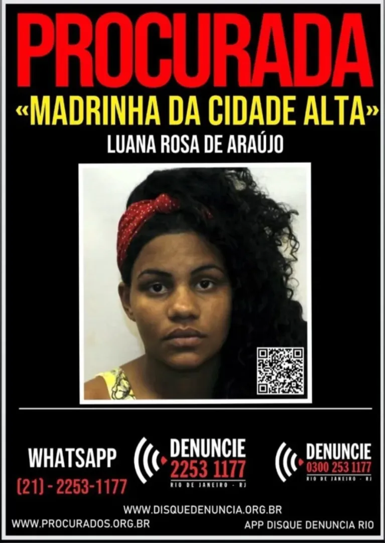Cartaz de procurada de Luana Rosa de Araújo.