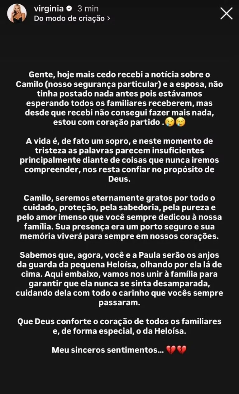 Virginia vai apoiar família de segurança particular que morreu em acidente