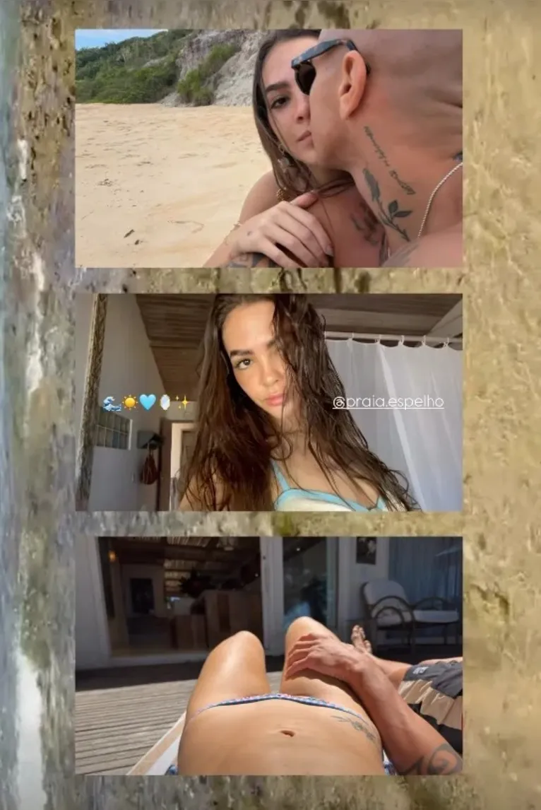 Mel Maia surge em momento íntimo com o namorado em Trancoso