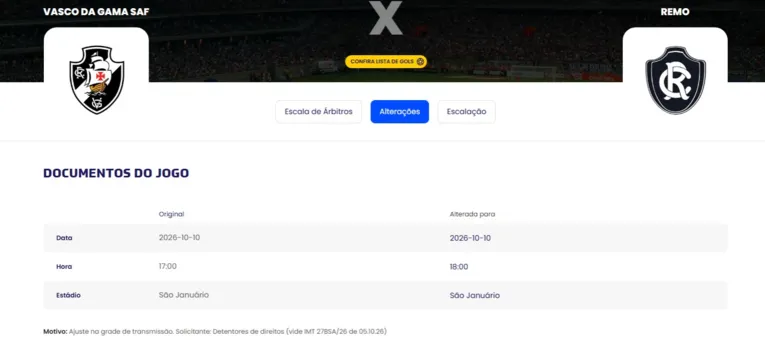 Confirmação da mudança