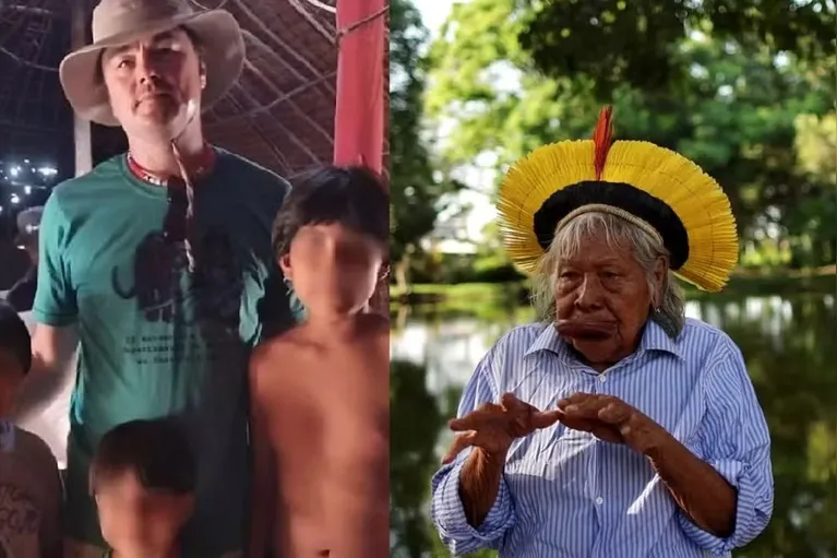 Leonardo DiCaprio visita Cacique Raoni no Alto Xingu