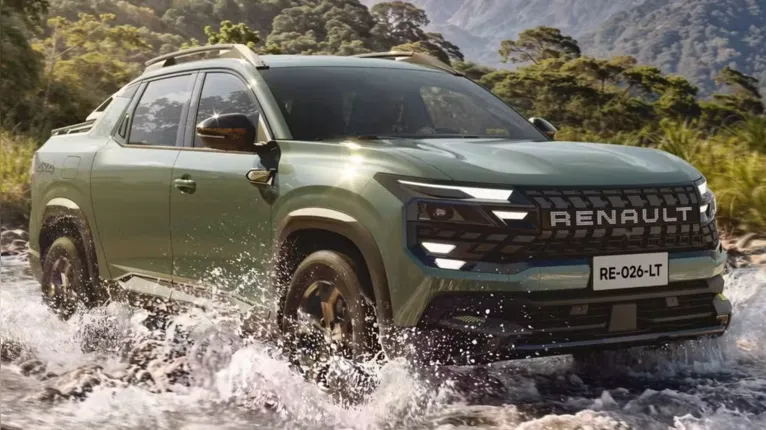 Com visual robusto e inspirado em SUVs, a Renault Niagara aposta em faróis de LED, linhas marcantes e detalhes que reforçam sua proposta de picape moderna.