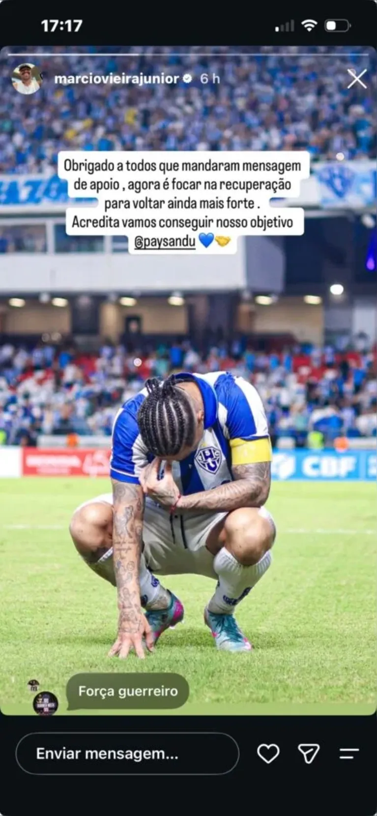 Capitão do Paysandu, Marcinho deixa jogo com dores e será avaliado