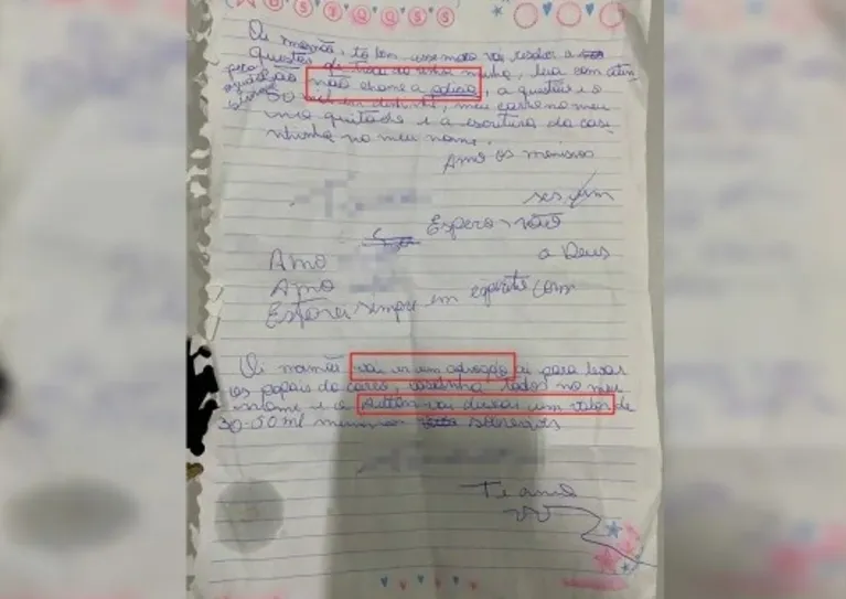 Carta encontrada no cativeiro