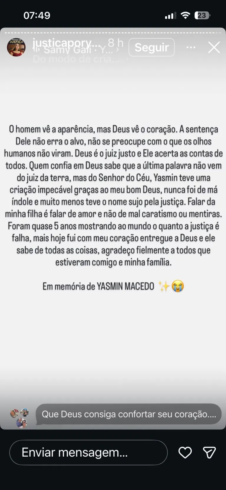 Caso Yasmin: família aponta contradições em julgamento de Lucas Magalhães
