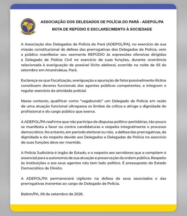 Entidades policiais repudiam fala de Daniel Santos contra agentes