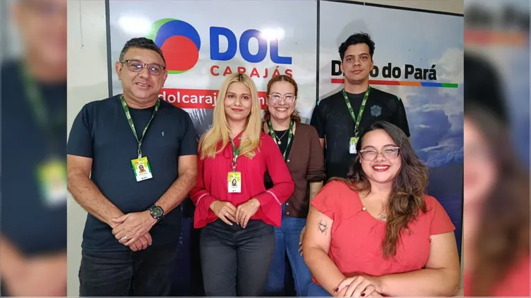 Equipe do DOL Carajás: Michel Garcia (Coordenador), Joana Darc Jacques (Social Media), Layra Maria (Social Media), José Antônio (Editor de multimídia) e Yone Arantes (Editora)