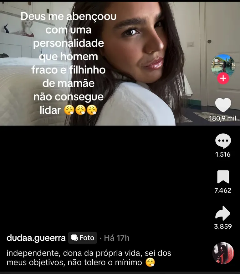 Duda Guerra posta mensagem após Angélica falar sobre término com Benício