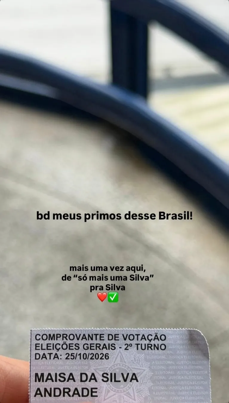 Maisa publicou comprovante de votação nas redes sociais.