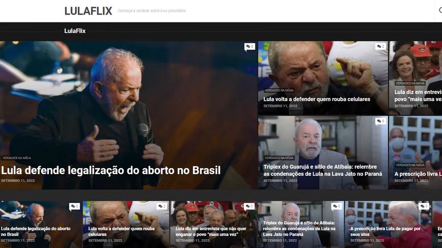 /Site com vídeos que atacam Lula entrou no ar no último domingo (11).