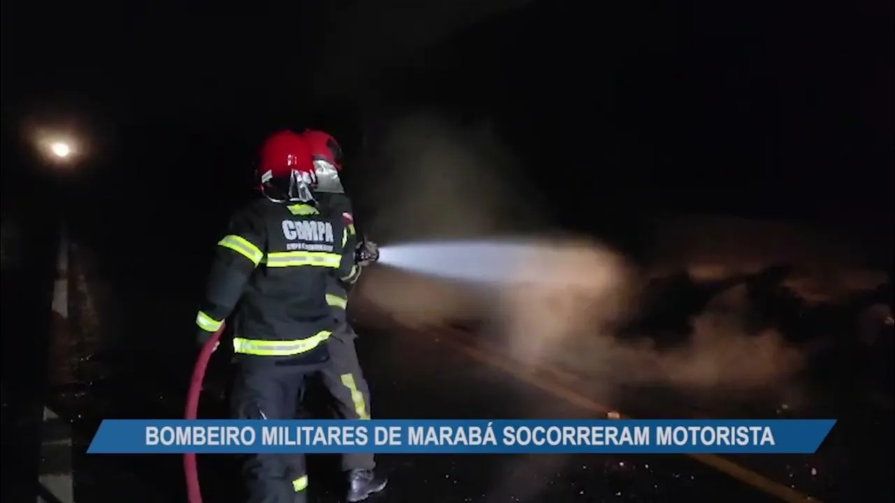 Imagem ilustrativa da notícia Vídeo: carreta pega fogo após pneu estourar na BR-153 