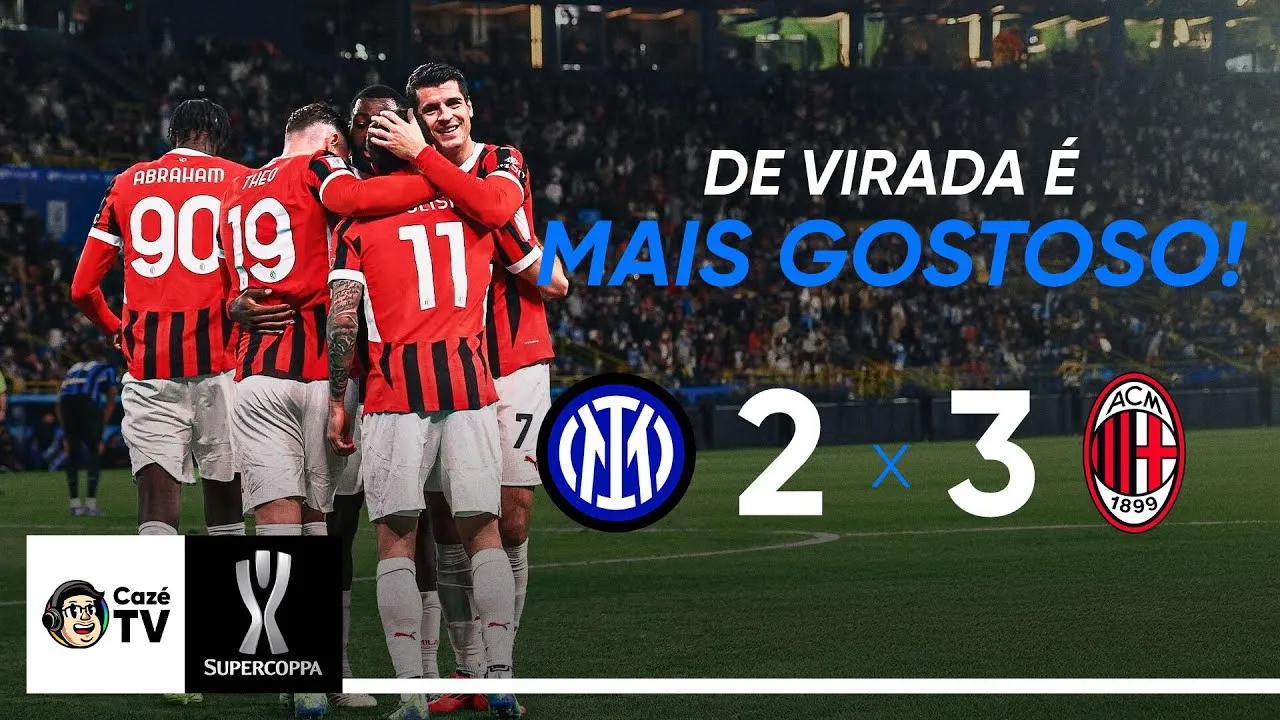 Imagem ilustrativa da notícia Inter faz 2 a 0, Milan vira nos acréscimos e leva Supercopa