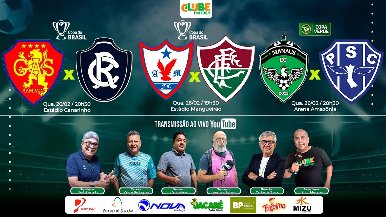 Imagem ilustrativa da notícia Acompanhe ao vivo os jogos do Águia de Marabá, Remo e Paysandu