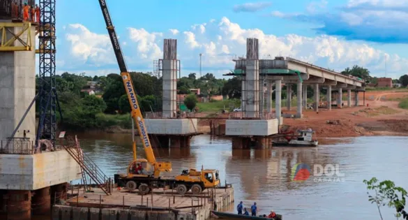 Obras da terceira ponte do Itacaiúnas avançam em Marabá, sudeste do Pará