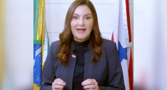 A governadora Hana Ghassan Tuma convoca o público para o festival gospel que acontece hoje em Marabá.