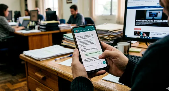 Mensagens fraudulentas no WhatsApp simulam perfis profissionais para induzir vítimas a realizarem transferências bancárias.