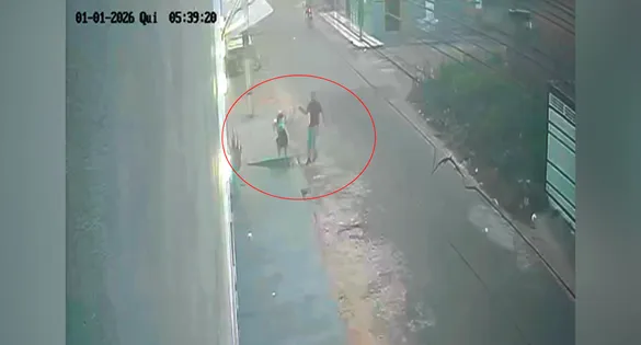 Registro de câmeras de segurança mostra o exato momento em que Valdemir Alves Freitas aguardava a chegada da vítima para realizar o ataque em Nova Ipixuna.